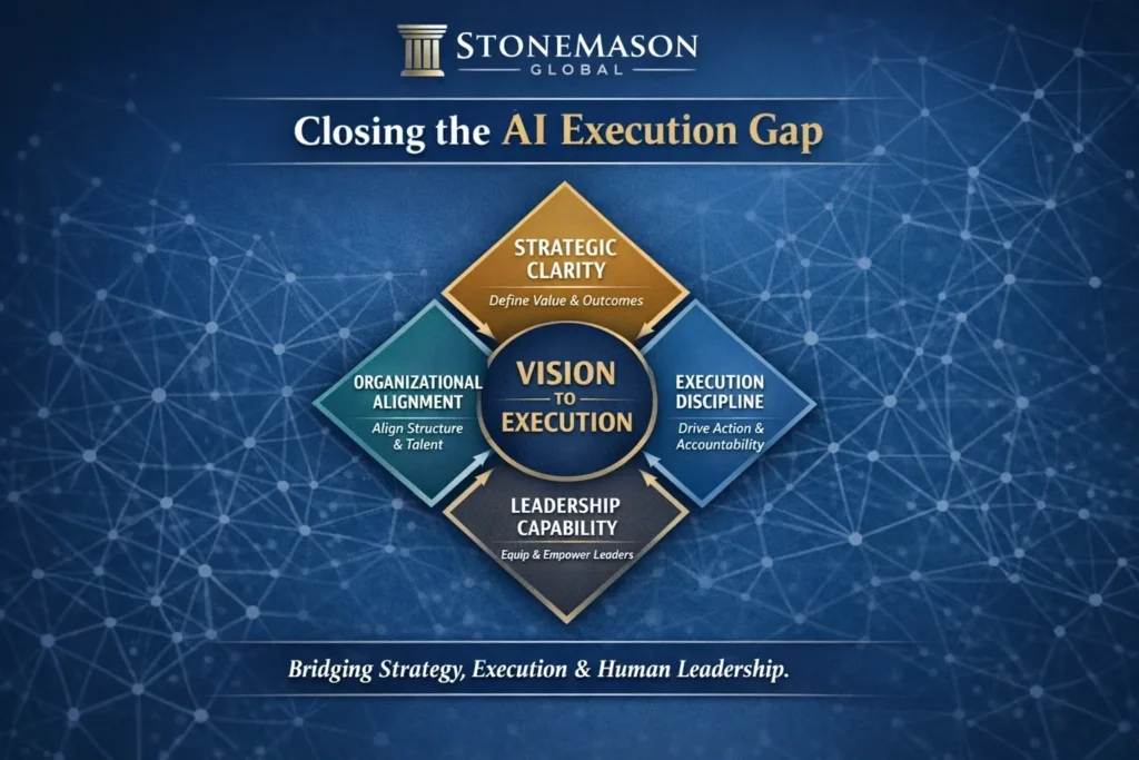 AI execution strategy diagram with key components.